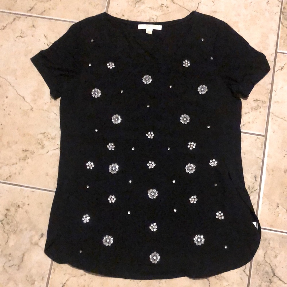 Perfect For The Holidays: Embellished Black T-Shirt by Piperlime, S!
